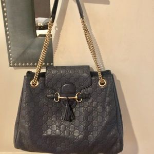 GUCCI Navy Blue Guccisima Shoulder Bag